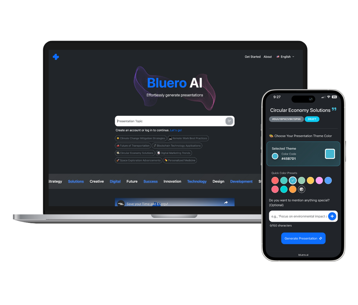 The screenshot from Bluero AI project